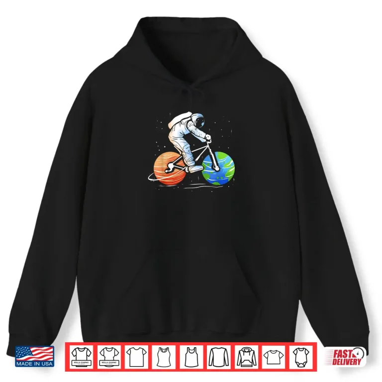 Hoodie Astronaut in Space Bike Tour Cycling Lover Bicycle Rider Shirt