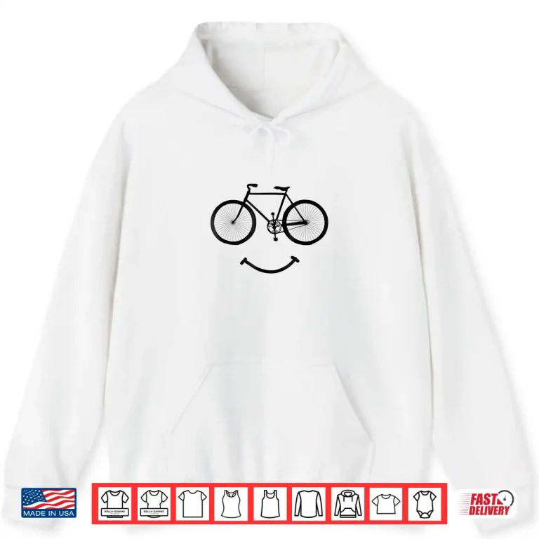 Hoodie Bicycle and Smile Shirt Bicycling Tee Shirt Black