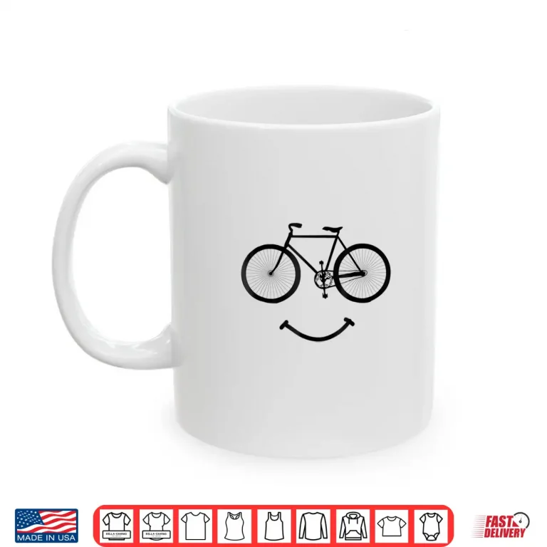 Mug Bicycle and Smile Shirt Bicycling Tee Shirt Black