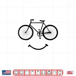 Design Bicycle and Smile Shirt Bicycling Tee Shirt Black