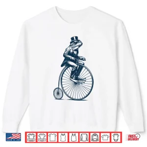 Sweatshirt Dapper Frog riding a Vintage Penny Farthing Bicycle Cyclist Shirt