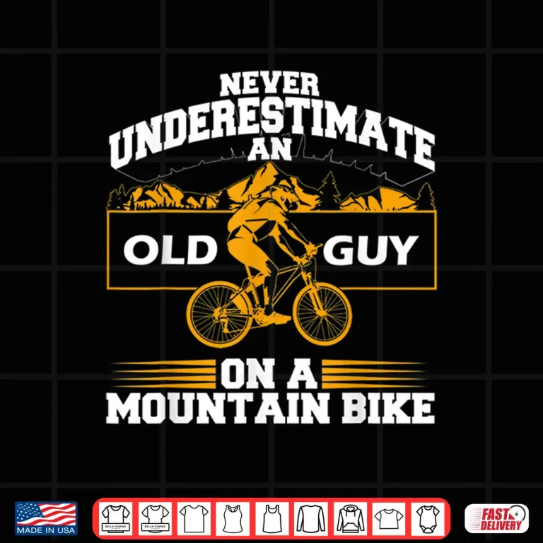 Design Funny Old Biker Mountain Bike Gift Cute Bicycle Riders Men Shirt