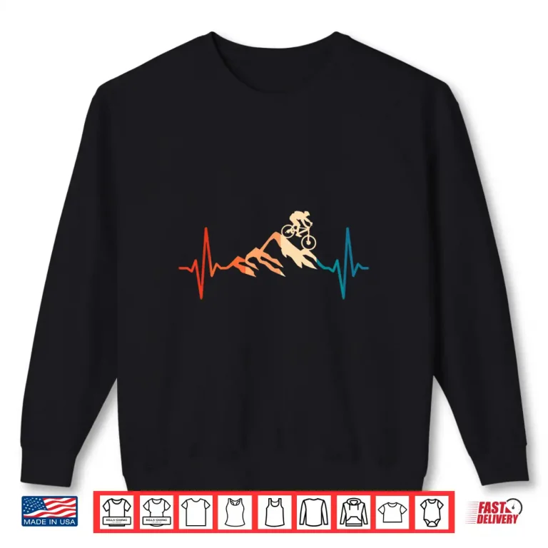 Sweatshirt Mountain Bike Heartbeat MTB Biking Cycling Bike Rider Shirt