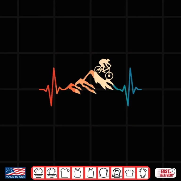 Design Mountain Bike Heartbeat MTB Biking Cycling Bike Rider Shirt