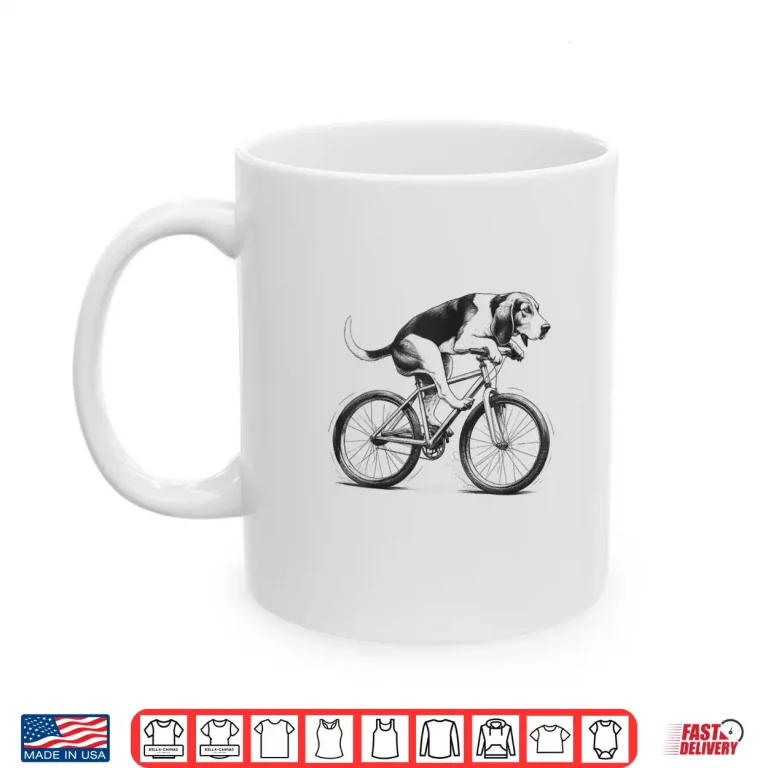 Mug Treeing Walker Coonhound Dog Riding a Bike Bicycle Cycling Shirt