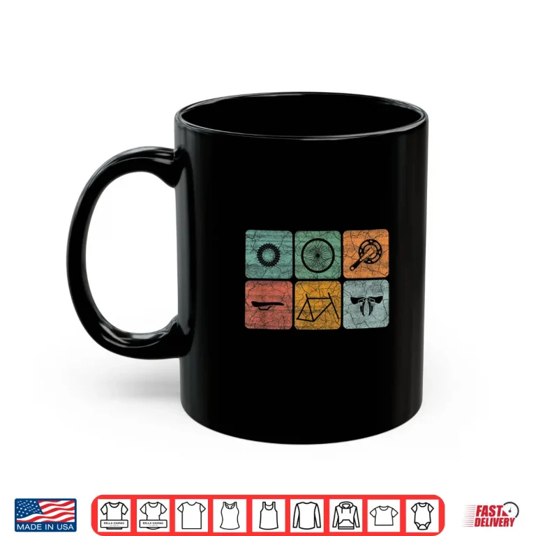 Mug Biking Cycling Vintage Bicycle Parts Cyclist Gifts Men Women Shirt