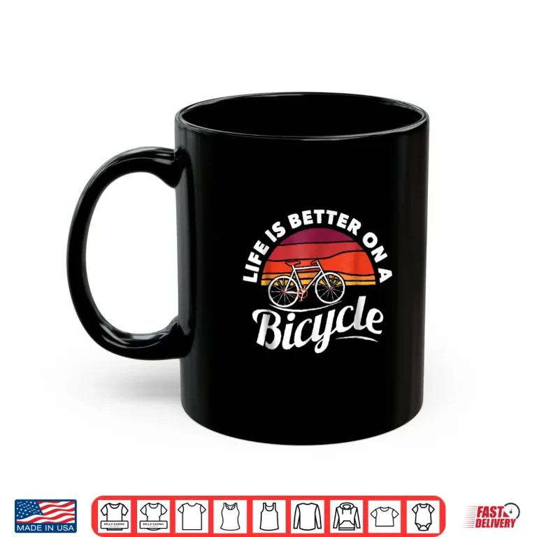 Mug Cycling Shirt Vintage Retro Sun With Bicycle Biking Quote