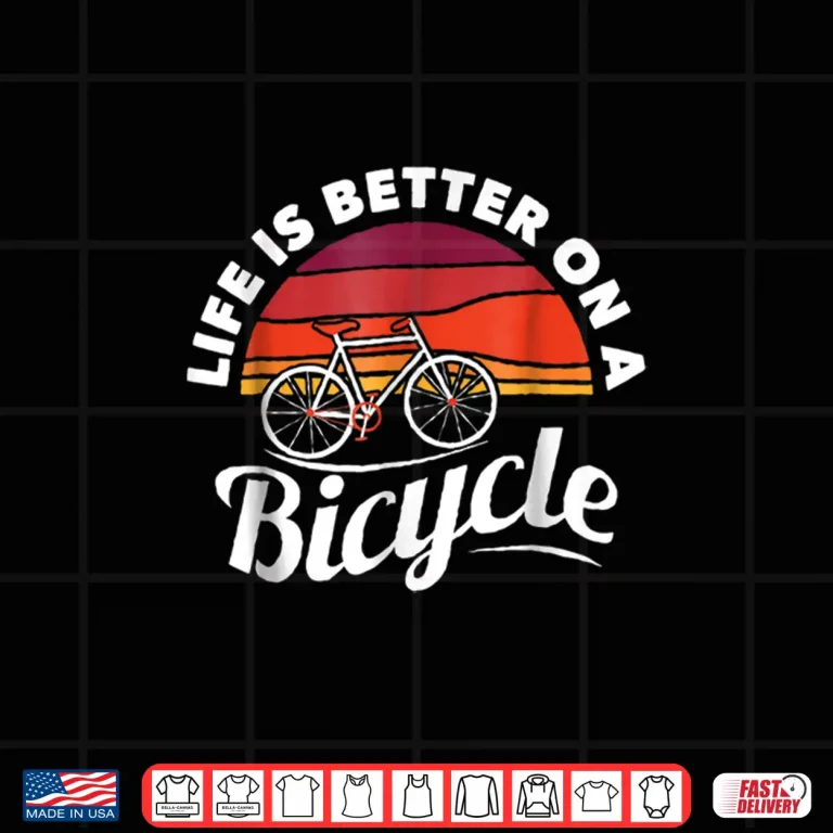 Design Cycling Shirt Vintage Retro Sun With Bicycle Biking Quote