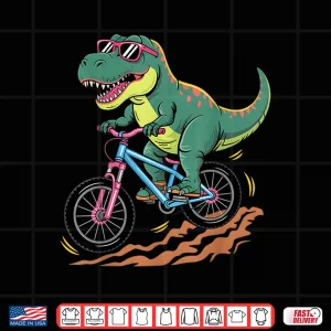 Design Dinosaur Bicycle MTB Bike Cycle Cycling Toddler Kids Boys Shirt