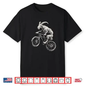 Goat Riding Mountain Bike Funny Cycling Mtb Cyclist Biker Shirt