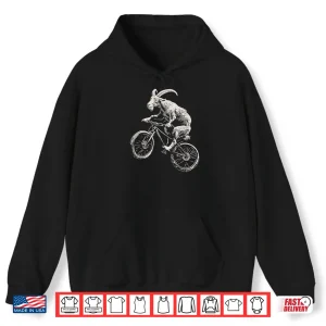 Hoodie Goat Riding Mountain Bike Funny Cycling MTB Cyclist Biker Shirt