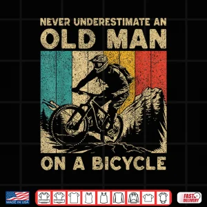 Design Never Underestimate An Old Man Bicycle Riding Cyclist Mens Shirt