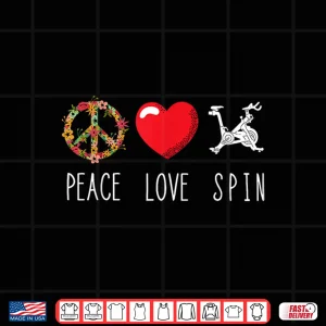Design Spinning Class Workout Spin Love Peace Cycling Fitness Gym Shirt