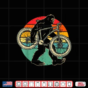Design Vintage Bigfoot Mountain Bike MTB Biking Cycling Sasquatch Shirt