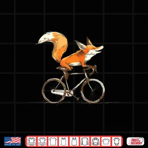 Design Vintage Fox On A Bike Cute Fox Fox Riding Bicycle Cycling Shirt