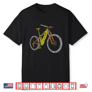 Bicycle Anatomy Mountain Bike Mtb Parts Funny Biker Rider Shirt