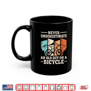 Mug Mens Never Underestimate An Old Guy On A Bicycle Cyclist Cycling Shirt