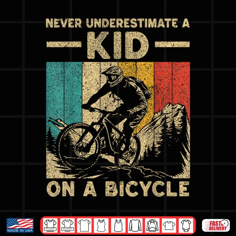 Design Never Underestimate A Kid Bicycle Riding Cyclist Boys Girls Shirt