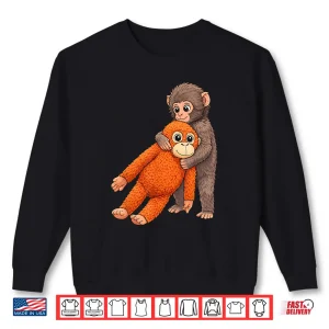 Sweatshirt Baby Monkey Punch Cute Animal Viral Internet Meme Funny Shirt