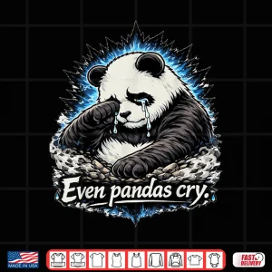 Design Even Pandas Cry Emotional Anime Style Graphic Shirt
