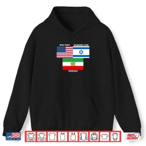 Hoodie United States Israel Iran Flags Freedom Unity Graphic Shirt