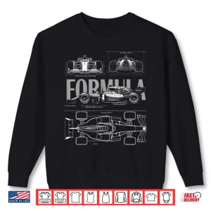 Sweatshirt Racing 2026 Car Silhouette Blueprint Racing Car 2026 Size Shirt