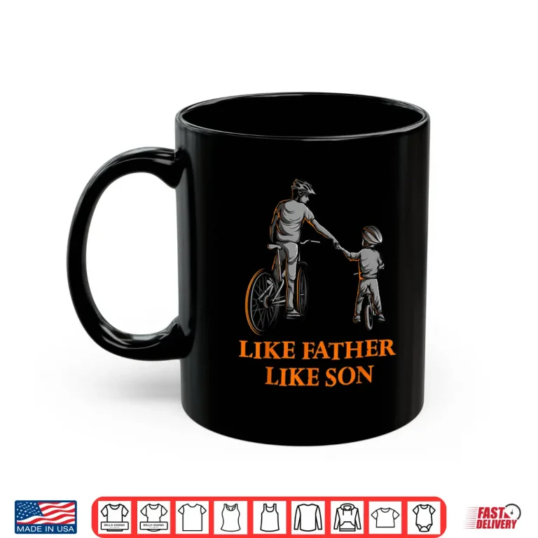 Mug Cycling Father and Son Bicycle Riding Dad and Boy Gift Idea Shirt
