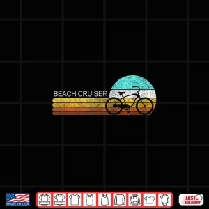 Design Distressed Beach Cruiser Bicycle Bike Cycle Retro Sunset Shirt