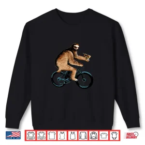 Sweatshirt Sloth Riding a Bicycle Eating Pizza Tee Fatbike Shirt