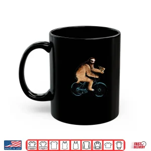 Mug Sloth Riding a Bicycle Eating Pizza Tee Fatbike Shirt