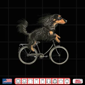Design Vintage Long Haired Dachshund Riding A Bike Cycling Bicycle Shirt