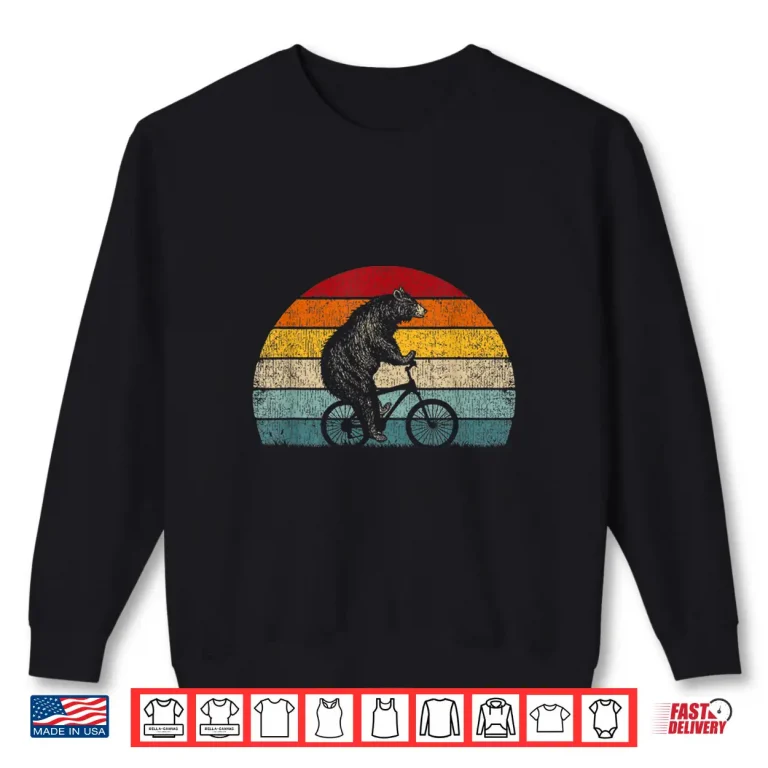 Sweatshirt Funny Bear Cycling Mountain Bike Vintage Retro Bicycle Shirt