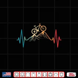 Design Funny Retro Cycling Heartbeat Bicycle Mountain Bike Biking Shirt