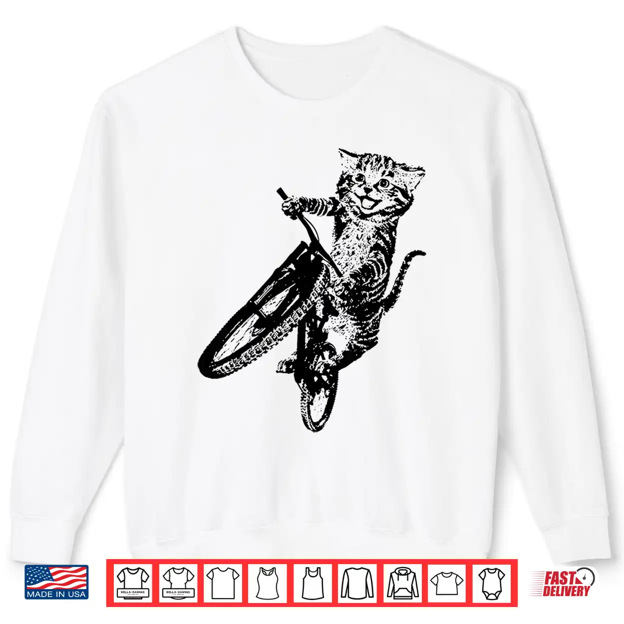Vintage Cute Cat Bicycle Sport Bike Cycling Cyclist Biking Shirt