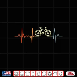 Design Vintage Bicycle Heartbeat Racing Cyclist Bike Pulse Line Shirt