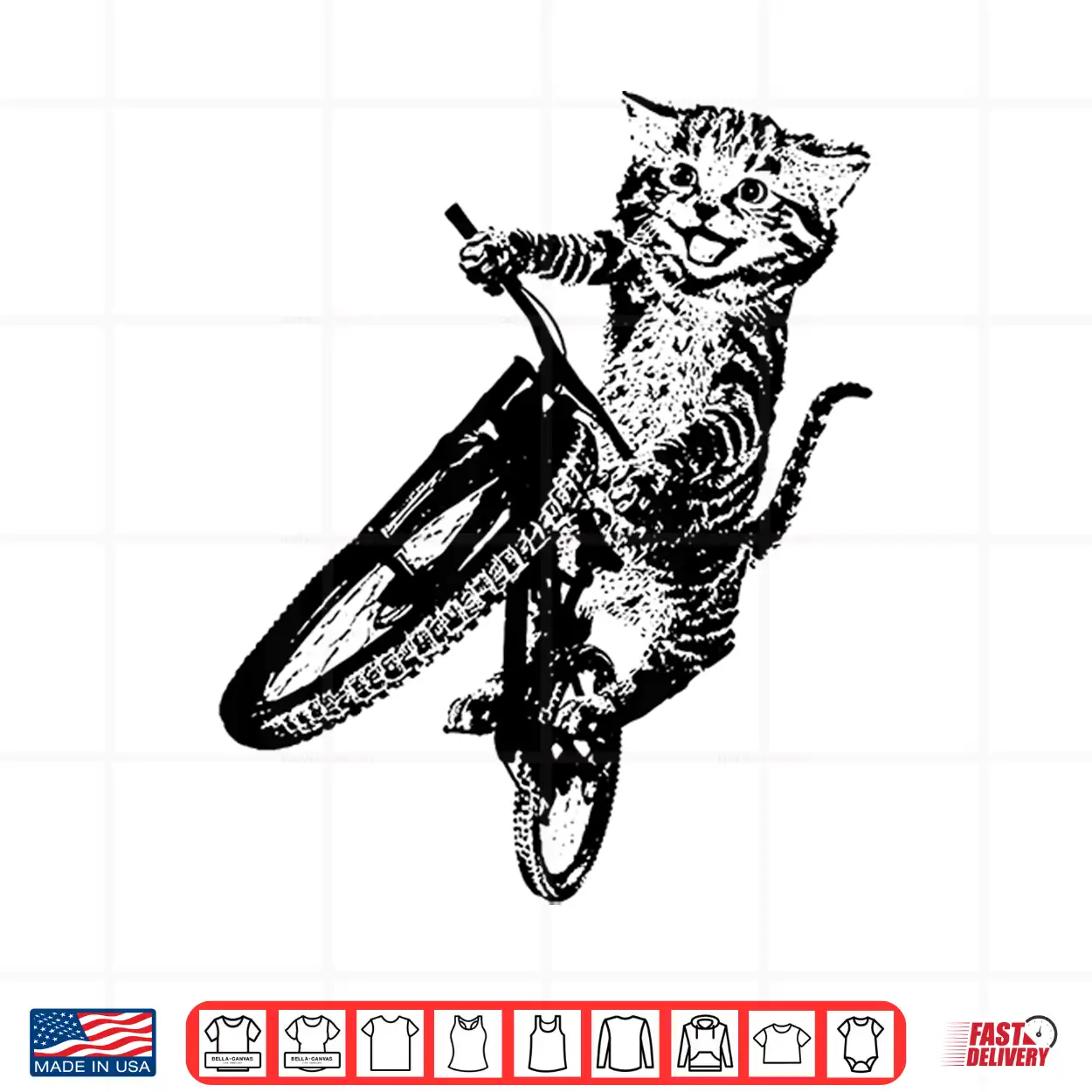 Vintage Cute Cat Bicycle Sport Bike Cycling Cyclist Biking Shirt