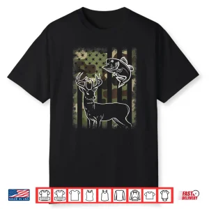 Camouflage American Flag Fishing Hunting Hunter Deer Fish Shirt