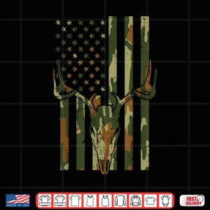 Design Camo US Flag Deer Skull Vintage Hunting Patriotic Hunt Shirt