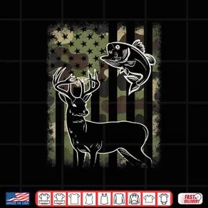 Design Camouflage American Flag Fishing Hunting Hunter Deer Fish Shirt