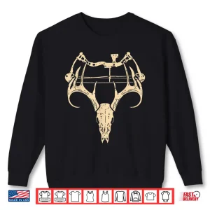 Sweatshirt Deer Skull Compound Bow Retro Hunting Archery Archer Shirt