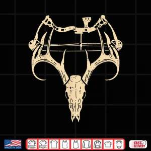 Design Deer Skull Compound Bow Retro Hunting Archery Archer Shirt