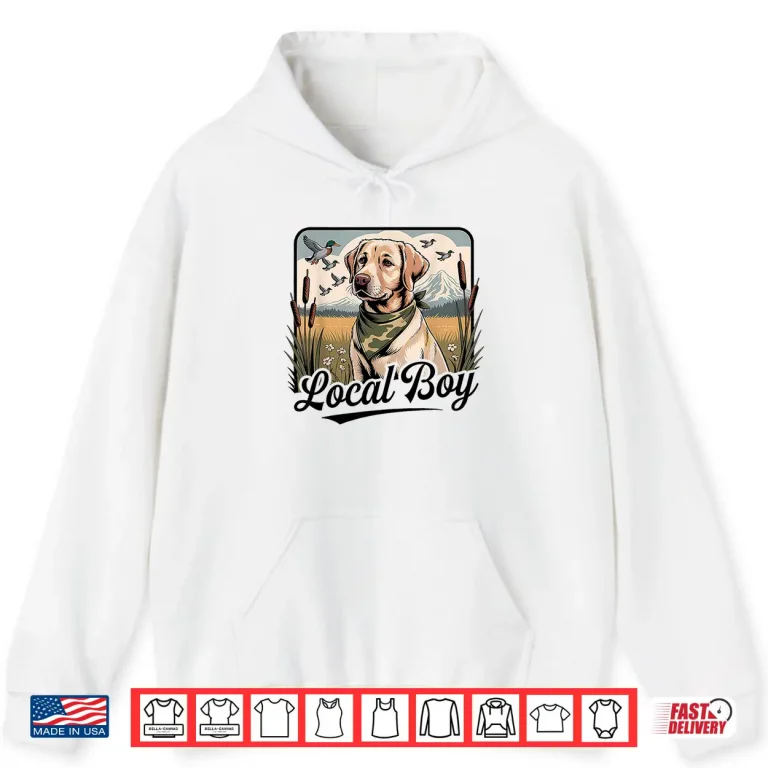 Hoodie Local Boy Labrador Hunting Dog Marsh Scene Sunset Vintage Shirt