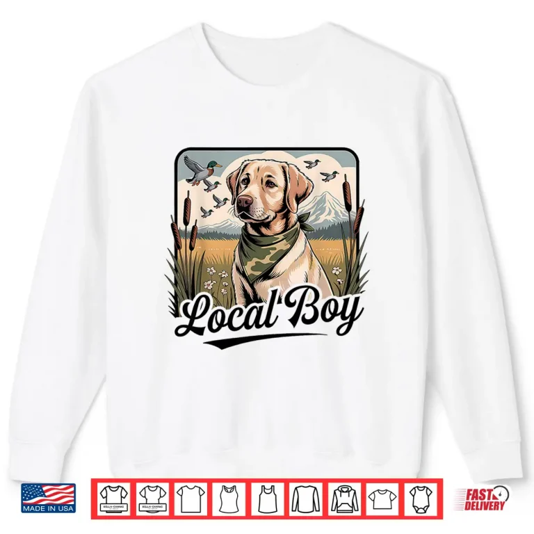 Sweatshirt Local Boy Labrador Hunting Dog Marsh Scene Sunset Vintage Shirt