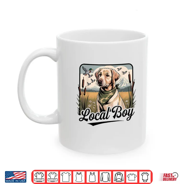 Mug Local Boy Labrador Hunting Dog Marsh Scene Sunset Vintage Shirt