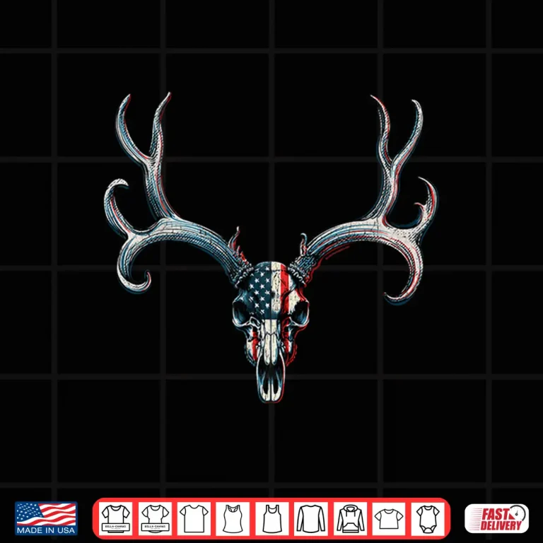 Design Mule Deer Hunting American Flag On Buck Skull Graphic Shirt