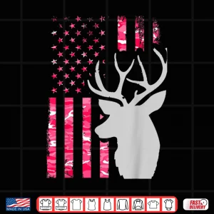 Design Pink Camo American Flag Camouflage Buck Hunting Graphic Shirt