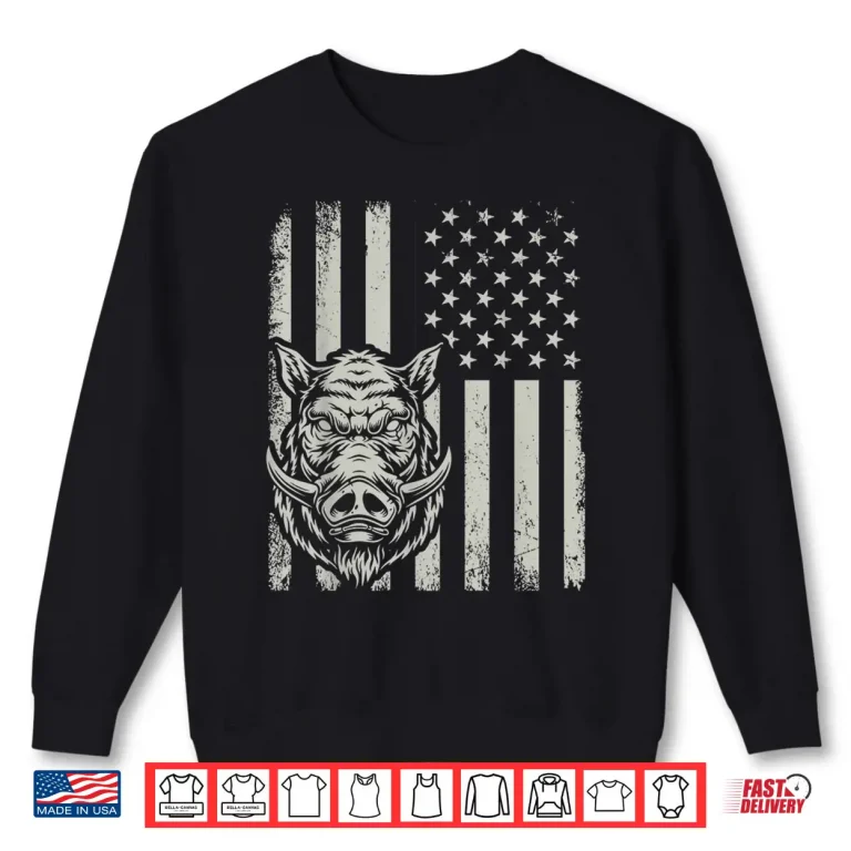Sweatshirt Proud Patriotic Wild Boar Hunting Lover American Flag Shirt