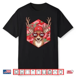 Retro Funny Valentines Day Hunting Deer Camo Graphic Shirt