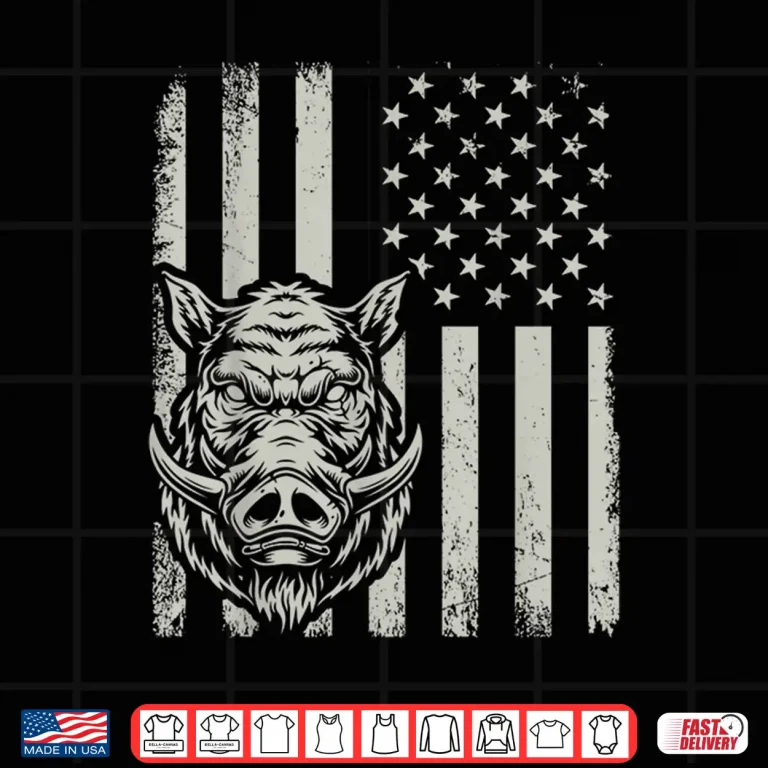 Design Proud Patriotic Wild Boar Hunting Lover American Flag Shirt
