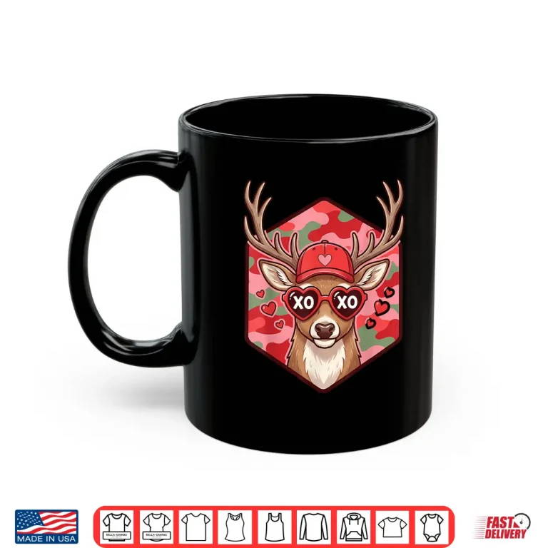 Mug Retro Funny Valentines Day Hunting Deer Camo Graphic Shirt